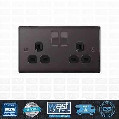 £9.99 • Buy BG NEXUS Metal NBN22B Black Nickel Double Plug Socket 2 Gang Black