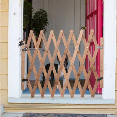 £19.98 • Buy Expanding Portable Fence Wooden Screen Gate Kid Safety Dog Pet Patio Garden Lawn