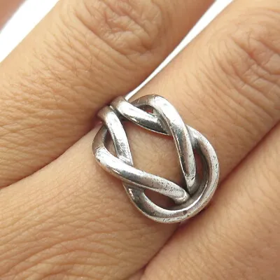 925 Sterling Silver Vintage Marine Square Love Knot Ring Size 7 • $42.95