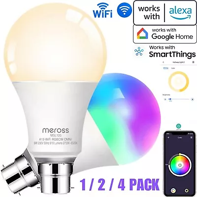 Smart Light Bulb B22 LED RGB WiFi Alexa Remote Control Energy Saving Dimmer Lamp • £6.95