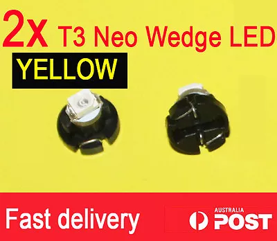 2x YELLOW T3 Neo Wedge SMD 3528 LED Twist Lock Switch Dash LED Gauge • $6.90