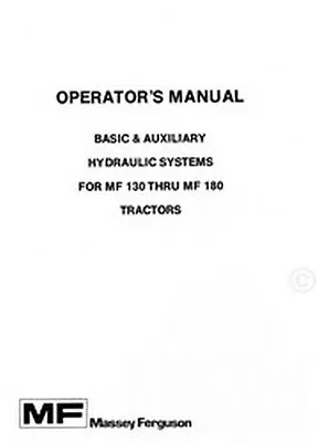 Massey Ferguson 130 135 165 Hydraulic Operators Manual • $12.80