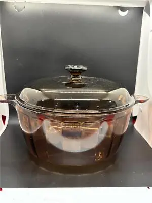 Corning Ware Vision Pyrex Amber Cookware 4.5 L / 5 QT Dutch Oven Pot & Lid USA • $39.99