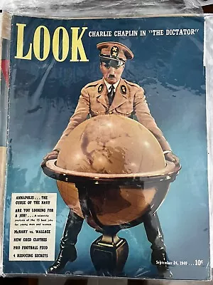 Charlie Chaplin Cover Look Magazine September 24 1940 The Great Dictator • $50