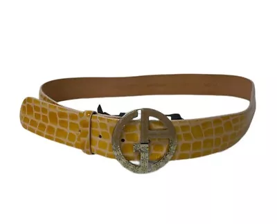 £71.21 • Buy GIORGIO ARMANI Yellow Leather Belt $545 Size 44 New With Defect