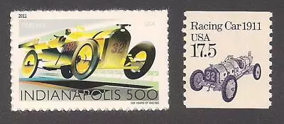 Indianapolis Indy 500 - 1911 Marmon Wasp Racing Car - 2 U.s. Postage Stamps • $3.95