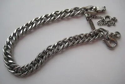 60's VINTAGE Silver Tone Metal Textured MONET Starter Chain Bracelet For Charms • $12