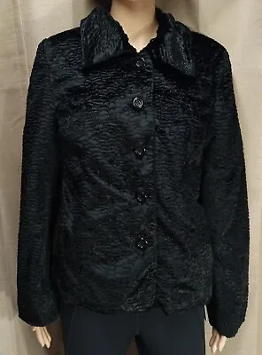 Erin London * Women's Size Medium Black Faux Fur  Very Good Condition Short Coat • $17.99