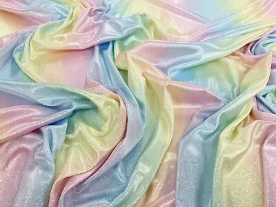 Pastel Rainbow Fabric Computer Foil Silver Holographic Bodre Costume Dress • £5.10