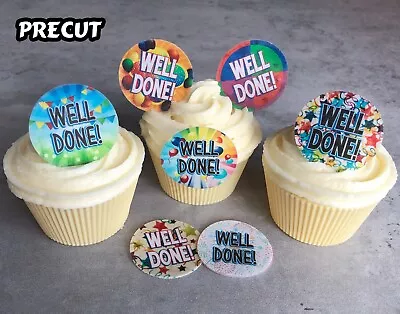 Precut Well Done School GCSE College A Level Exams Edible Wafer Cupcake Toppers • £3.05