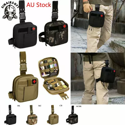 Tactical IFAK Medical Bag Drop Leg Pouch MOLLE Utility First Aid Thigh Pack AU • $31.59