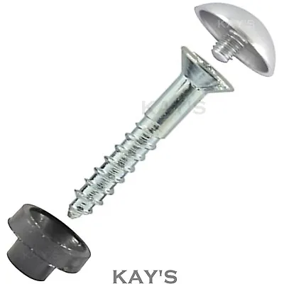 £4.99 • Buy Mirror Screw Fixings With  Chrome Dome Cover Caps And Protective Inserts