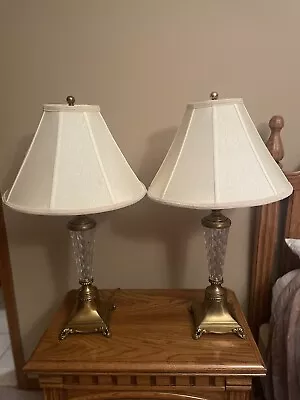 Waterford Antique  Fine Cut Crystal Table Lamp  36 Inches! Set Of Two • $475