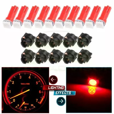 10Pcs T5 Twist Socket Red LED Dashboard Instrument Panel Lights 74 2721 70 73 • $8.88