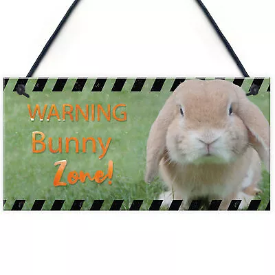 Funny Bunny Zone Rabbit Lover Gift Ideas Door Hutch Funny Pet Sign Rabbit Sign • £3.99