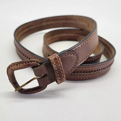 Brogue Leather Belt 36 38 Brown Distressed Vtg • $20.66