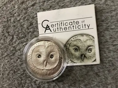 Mongolia 2011 500 Togrog Wildlife URAL OWL 1oz Silver Coin SWAROVSKI Antiqued • $386.04