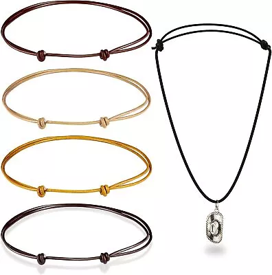 Stylish And Versatile 5-Piece Leather Necklace Cord Choker Set | Adjustable Rope • $32.80