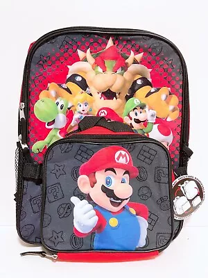 Nintendo Super Mario School 16  Backpack With Detachable Lunch Bag Kit (#955) • $24.99