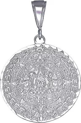 Sterling Silver Aztec Calendar Mayan Sun Charm Pendant Necklace Diamond-Cuts • $39.99