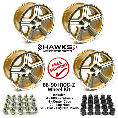 1988-1990 Camaro IROC-Z 17x9 Gold Wheels Kit Lug Nuts Caps *HT179IROCZGOLD-KIT • $1349