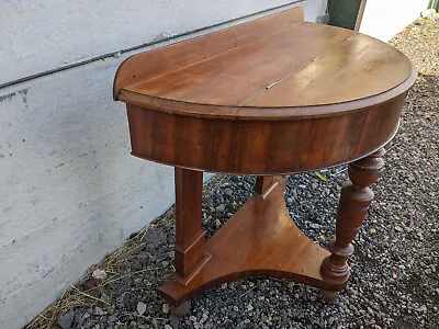 Antique Mahogany Demi Lune Hall Table With Storage (no Key) LE151022A • £114.51