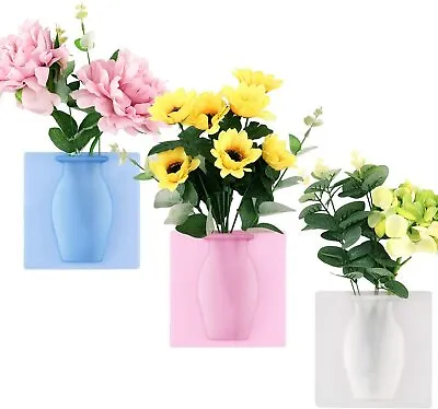 Magic Rubber Silicone Flower Vase Sticky Flower Vases Adhesive Wall Hanging Vase • £4.79