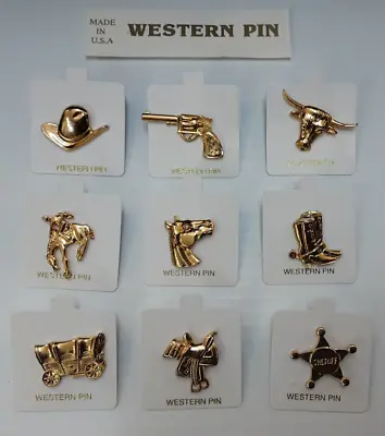 Vintage Gold Tone Western Tack Pins - Lapel Hat Pin Or Tie Tack - You Choose! • $7.99