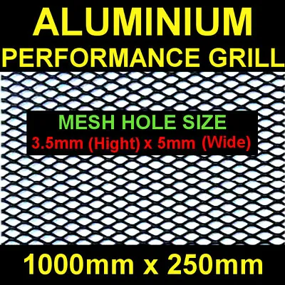 Black Mesh Grill Aluminium Alloy Car Bumper Vent Metal Rhombic Grille Net 35x5 • £19.96