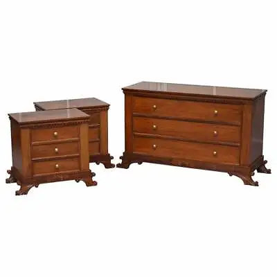£2700 • Buy Stunning Suite Of Panelled Mahogany Chests Of Drawers Ornately Carved Bases