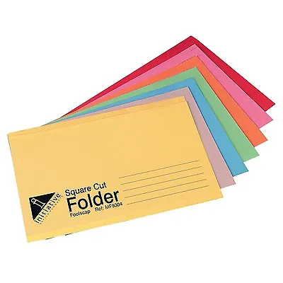 50 X Square Cut Folders 250gsm Foolscap A4 Paper Document Manilla Report Files • £19.99