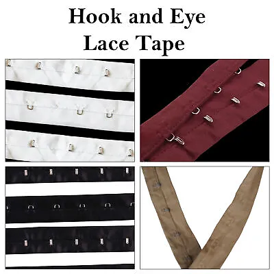 Hook And Eye Tape 100% Soft Cotton Fabric Corset Costume Fastening Sewing DIY • £1.89
