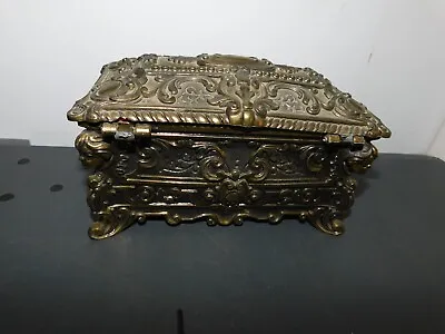 Vintage Mod Dep Made In Italy Brass Hinged Trinket Box Sz 7 7/8  X 4.25   12/22 • $79.99