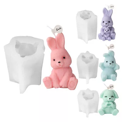 3D Rabbit Silicone Mold Candle Mold Easter Rabbit Bunny Silicone Mould • $15.26