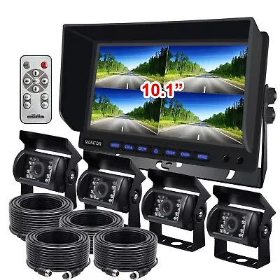 10  Quad Monitor+4x 4PIN CCD IR Rear View Backup Camera+4x 10m Kit For Truck Van • $198.99