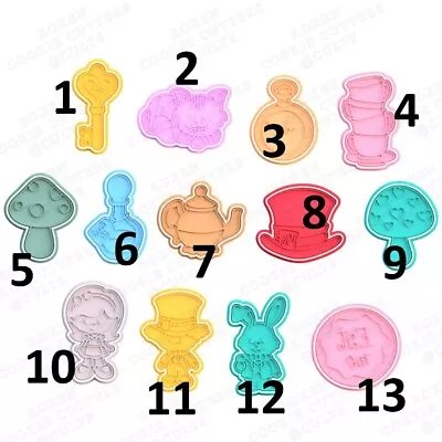 $10.37 • Buy Alice In Wonderland High Quality Cookie Cutter Embosser Stamp Fondant Set
