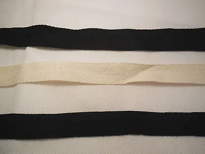 Ivory Or Black Plain Cotton Linen Blend Fabric Ribbon / Blank Sewing Label Per M • £2.99