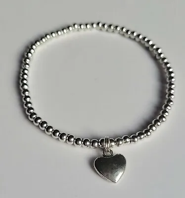 £3.25 • Buy Silver Plated Heart Charm Wish Stacking Bracelet