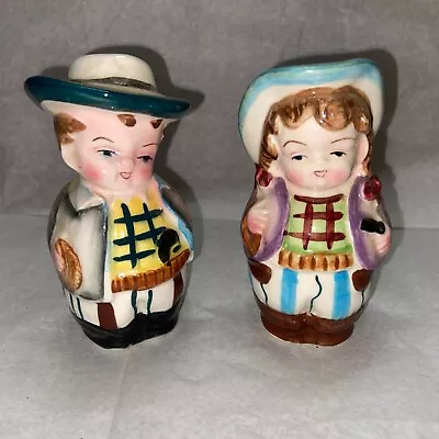 VTG MCM Western Cowboy Cowgirl Children Kids Wild Old West Salt Pepper Shakers • $49.99