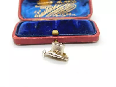 Sterling Silver Gentlemans Top Hat Charm Pendant Vintage C1970 • $18.65