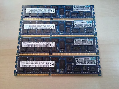 64 GB (4 X 16 GB)  2Rx4 DDR3-1866 PC3-14900R ECC Registered RAM - SK Hynix • £33.50