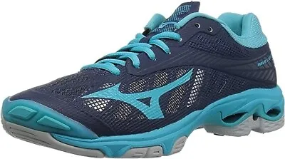 Mizuno Womens Wave Lightning Z4 Volleyball Shoes Navy-Aqua Sz 11 • $125