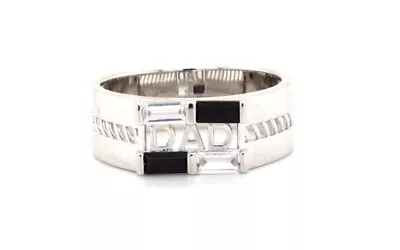 Micro Pave 925 Sterling Silver Men's Ring Rhodium Plating With White & Black • $523.25
