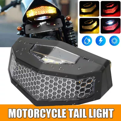 Motorcycle LED Turn Signals Brake Stop Light License Plate Integrated Tail Light • $10.50