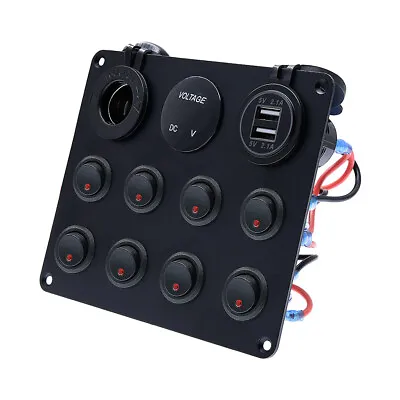 $29.75 • Buy Car Marine Boat 8 Gang Waterproof Circuit Red LED Rocker Switch Panel Breaker