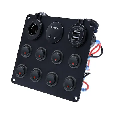 Car Marine Boat 8 Gang Waterproof Circuit Red LED Rocker Switch Panel Breaker • $29.75