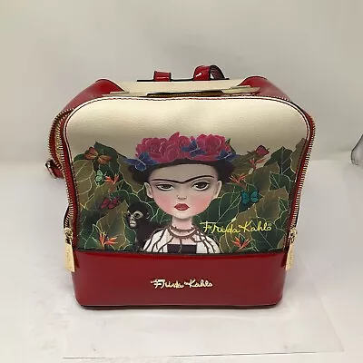 Vintage Frida Khalo Small Carry On Red Leather Bag With Gold Details • $20.99