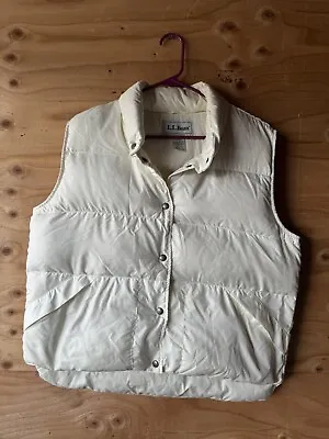 Men's Vintage L.L. Bean White Goose Down Puffer Vest Jacket Size Large • $49.99