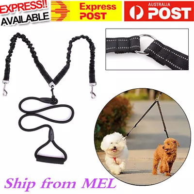 $17.99 • Buy Duplex Double Dog Leash Coupler Twin Dual Lead 2 Way Two Pet Dogs Walking Safety