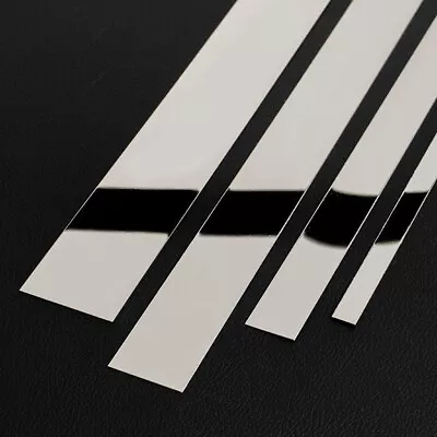 2.44M Strip Tile Mirror Wall Edge Sticker Stainless Steel Self-adhesive Decor UK • £9.59